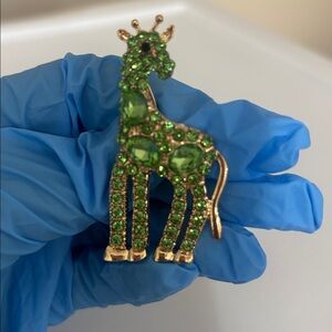 Green Giraffe Brooch